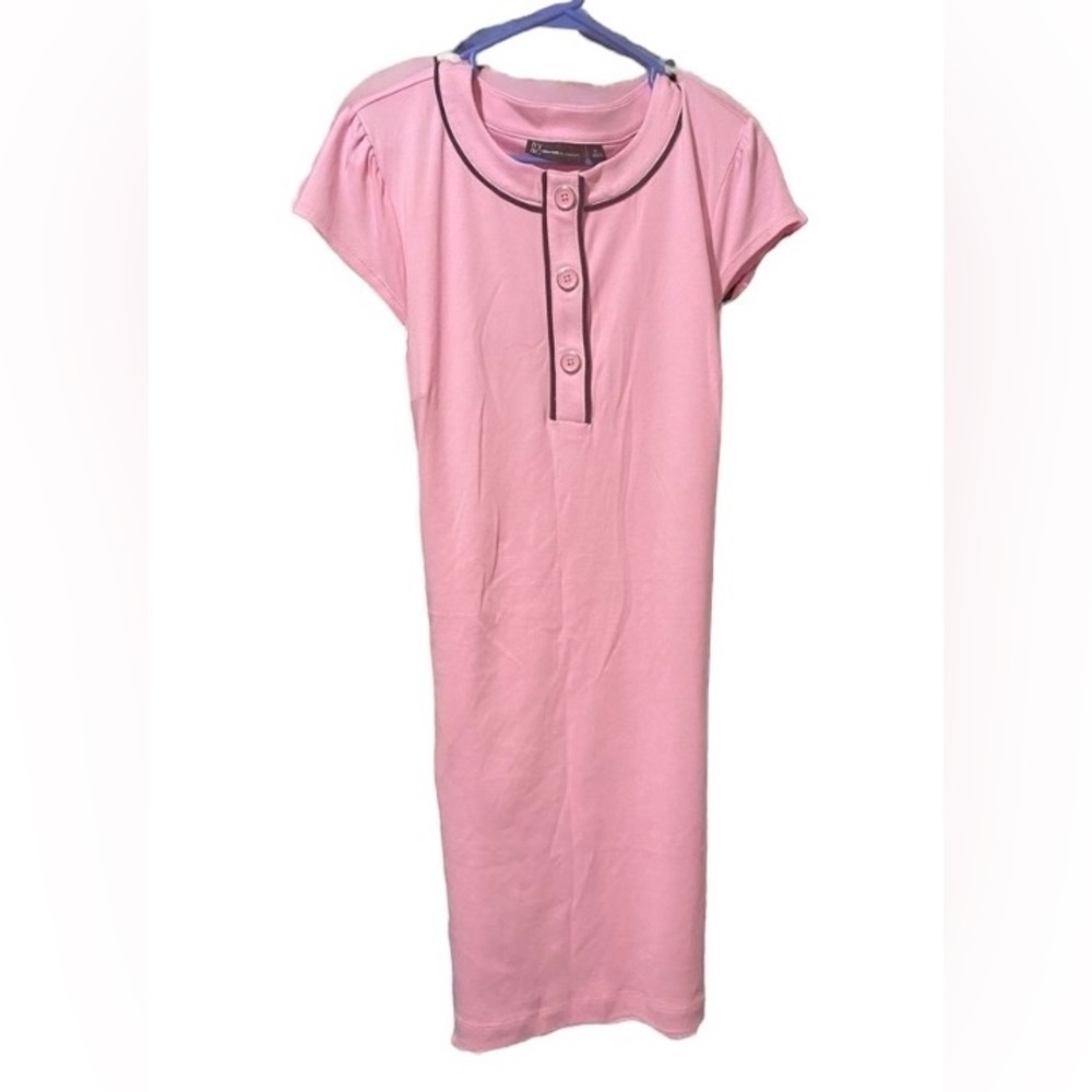New York & Company Soft Pink Button Midi Dress